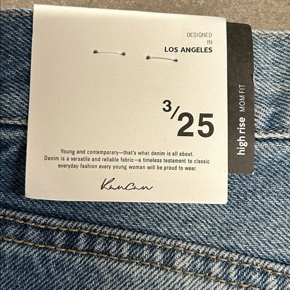 NEW KanCan High Rise Mom Fit Shark Bite Jean Capris